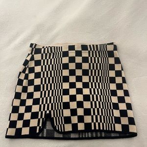 Urban outfitters stretchy black checkered mini skirt